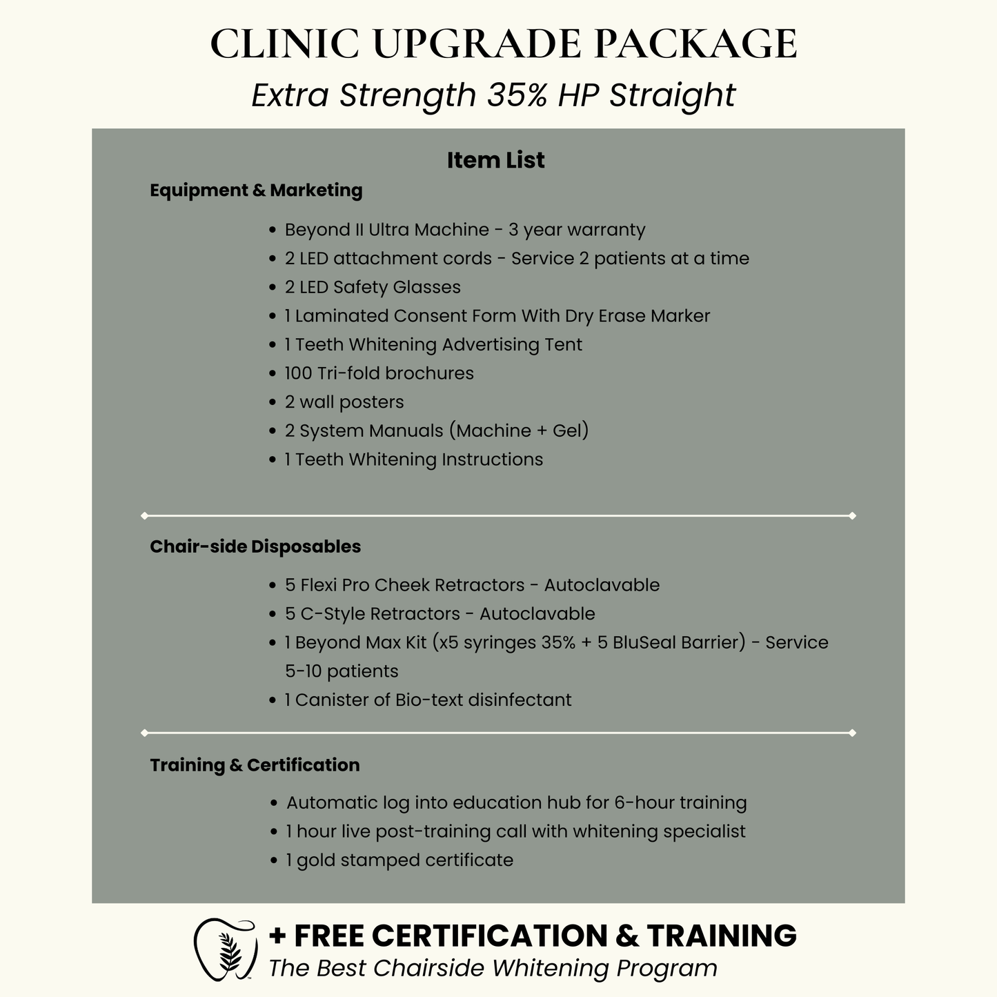 Teeth Whitening Clinic Upgrade System | 35% HP Extra Strength In-Office Whitening Gel + Beyond II Ultra Machine (2 LED Cords)