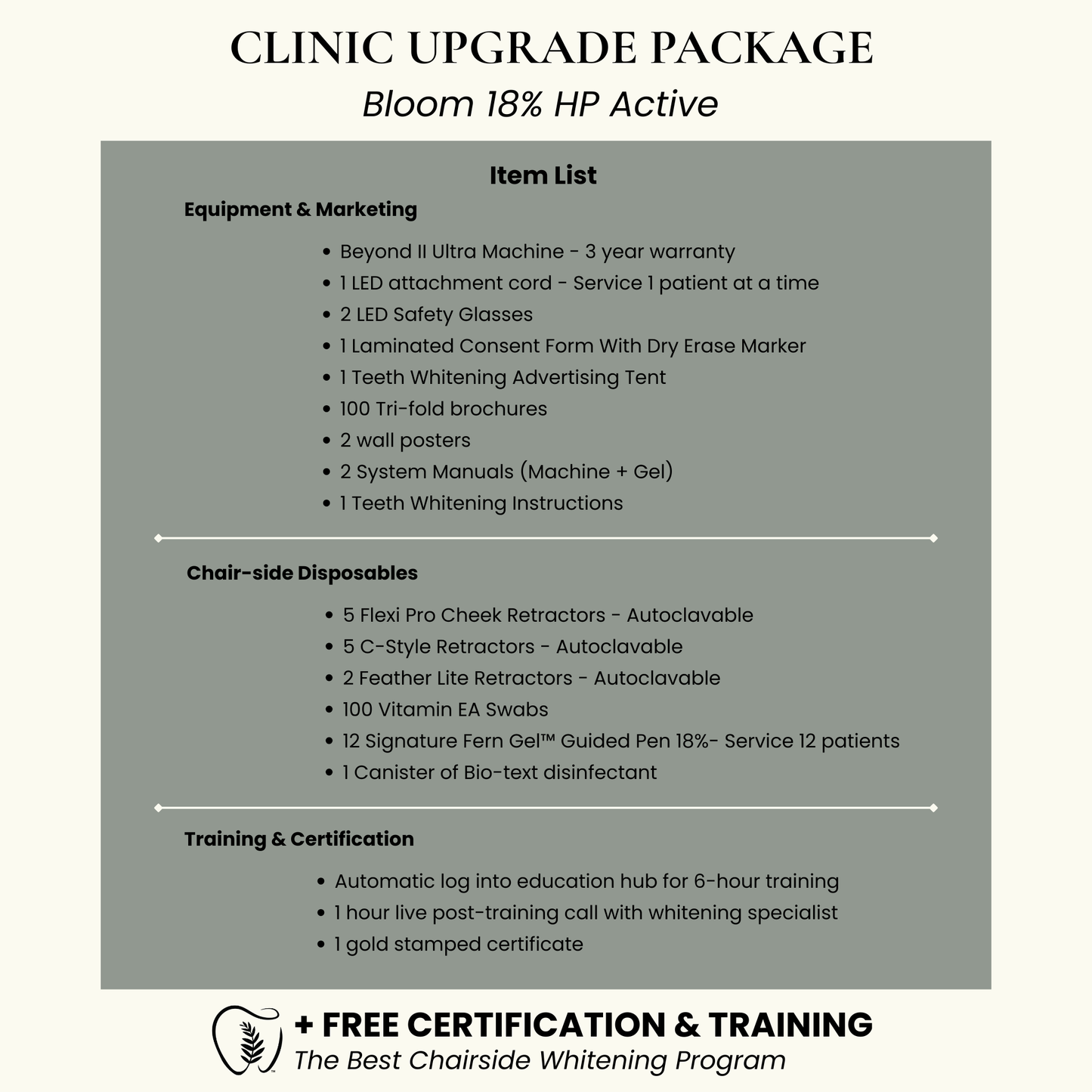 Teeth Whitening Clinic Upgrade System | 18% HP Professional Whitening Gel + Beyond II Ultra Machine (1 Cord)