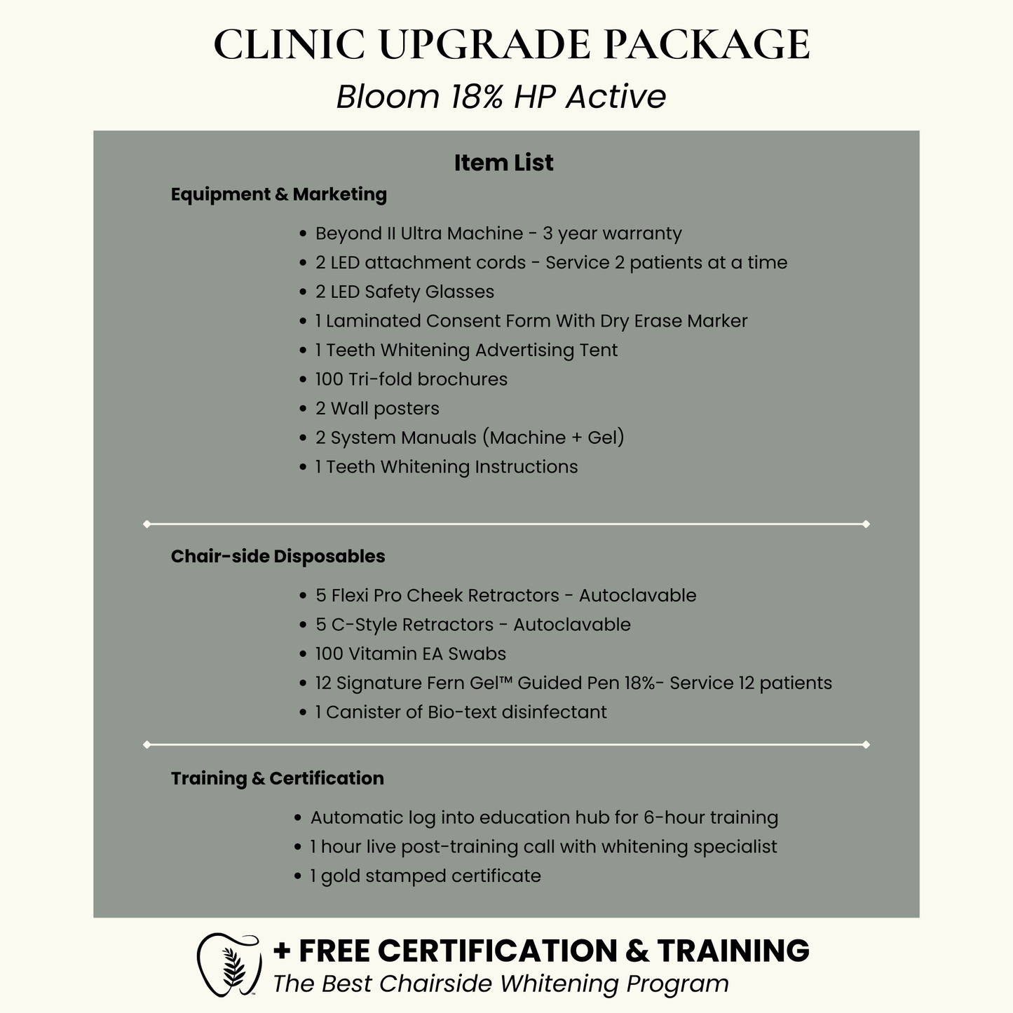 Teeth Whitening Clinic Upgrade System | 18% HP Professional Whitening Gel + Beyond II Ultra Machine (2 Cords)