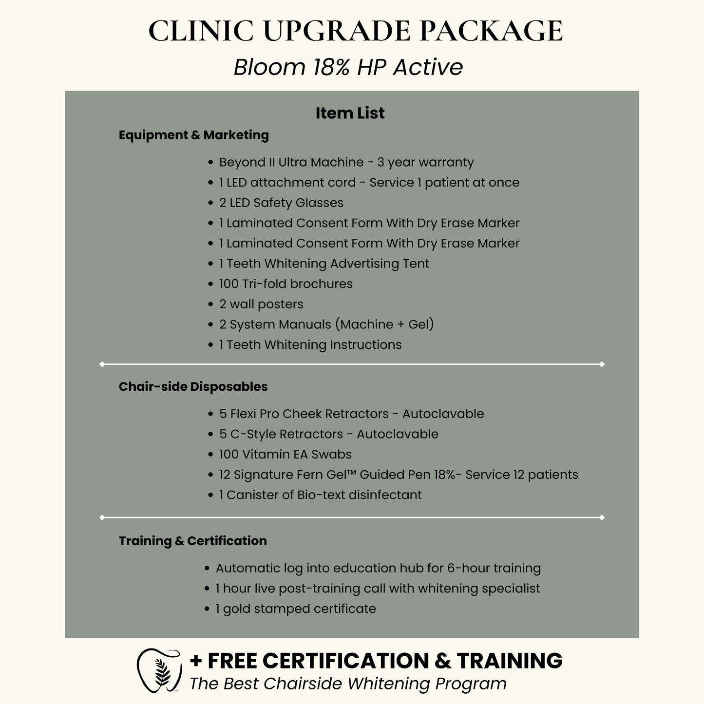 Teeth Whitening Clinic Upgrade System | 18% HP Professional Whitening Gel + Beyond II Ultra Machine (1 Cord)