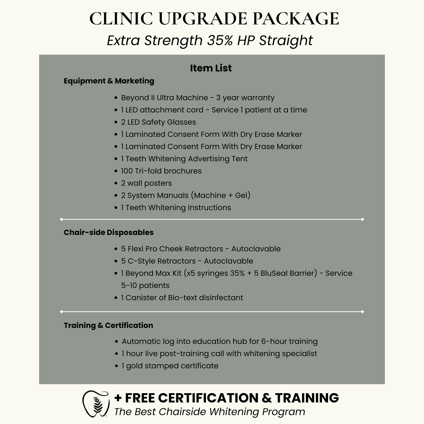 Teeth Whitening Clinic Upgrade System | 35% HP Extra Strength In-Office Whitening Gel + Beyond II Ultra Machine (1 Cord)