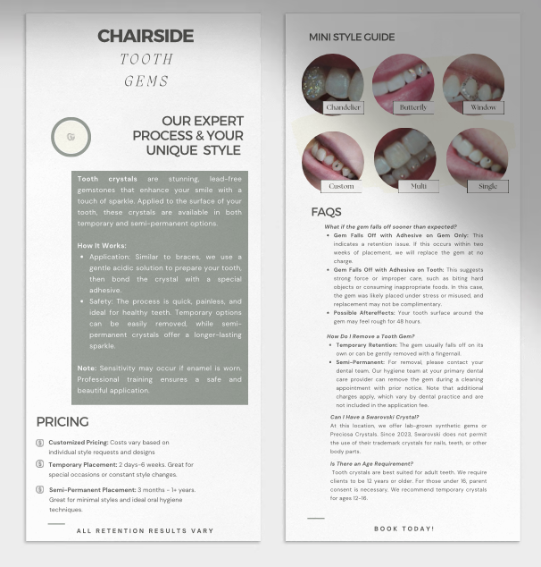 Marketing Materials- Tooth Jewellery Services (50pkg)