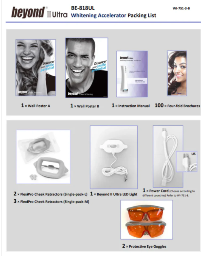 Clinic Pack- Ultra Box (Unit , Power Cord,x2 LED Safety Glasses, 5 Flexi-Pro Retractors, 2 Wall Posters & 100 Brochures)