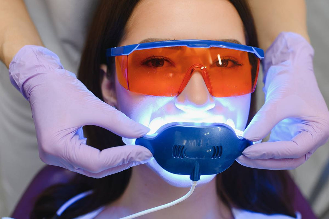 Image of woman getting in-office whitening using the essential in-office whitening equipment