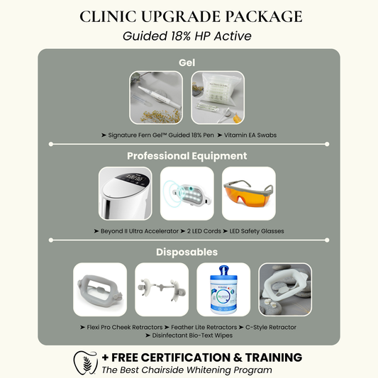 SELF ADMINISTERED Teeth Whitening Clinic Upgrade System | 18% HP Professional Whitening Gel + Beyond II Ultra Machine (2 Cords)