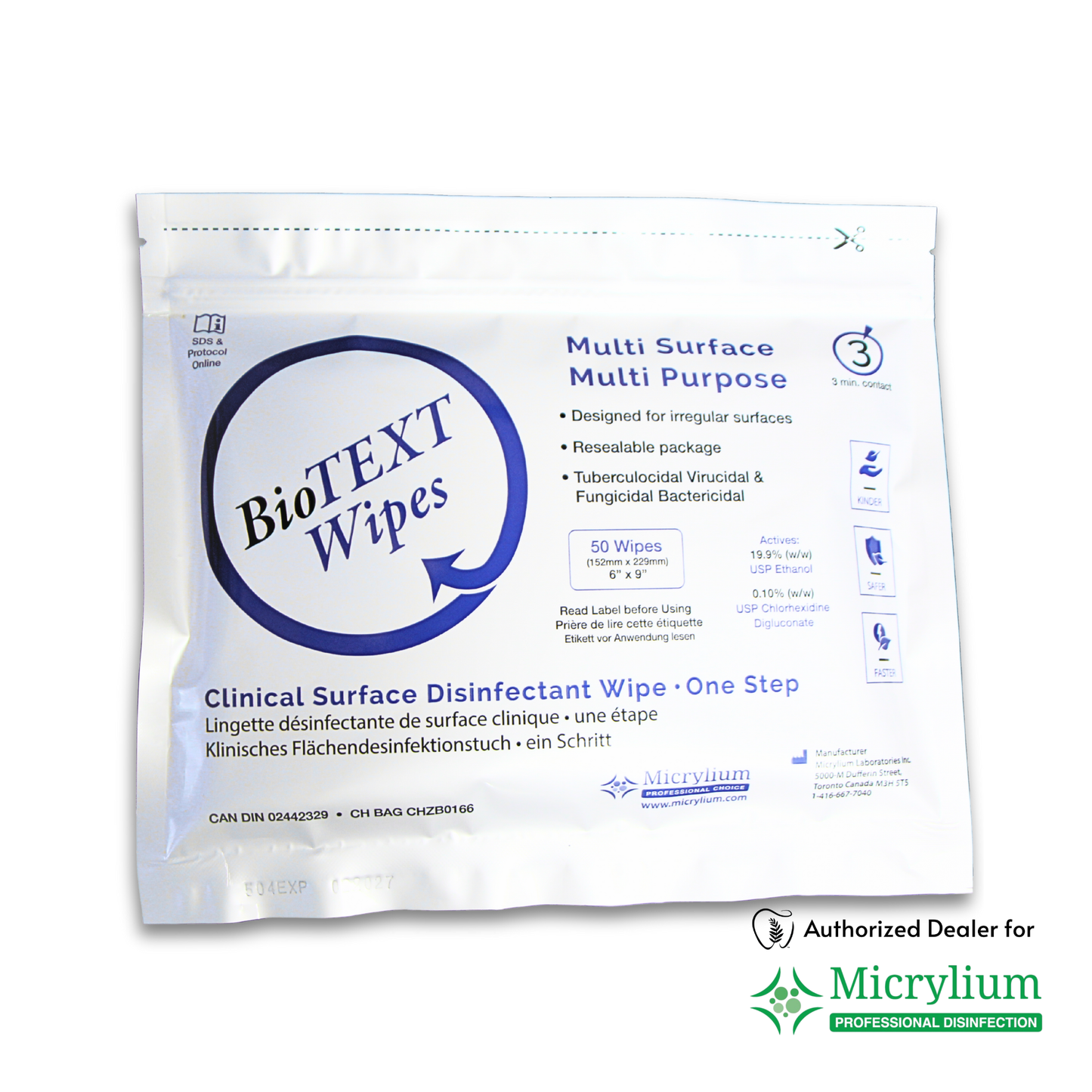 Micrylium Disinfectant Wipe Bio-TEXT (Flat Pack)